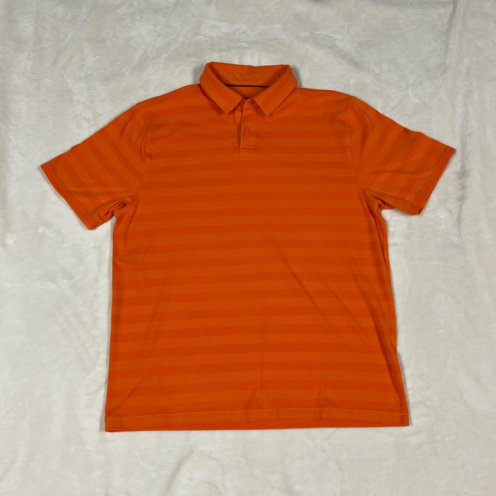 Under Armour men’s Heatgear striped polo golf shirt, Large, orange